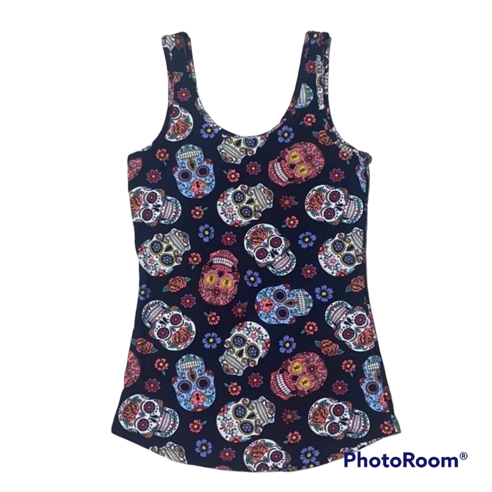 NoBo Sugar Skull Halloween Tank Top sz M
